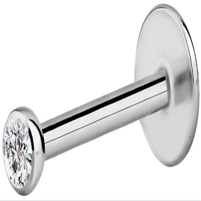 Forbidden Body Jewelry Surgical Steel Earrings Internally Threaded Micro CZ Gem Top Tragus/Helix/Labret Stud with 2mm Top (18G, 10mm) 1pc