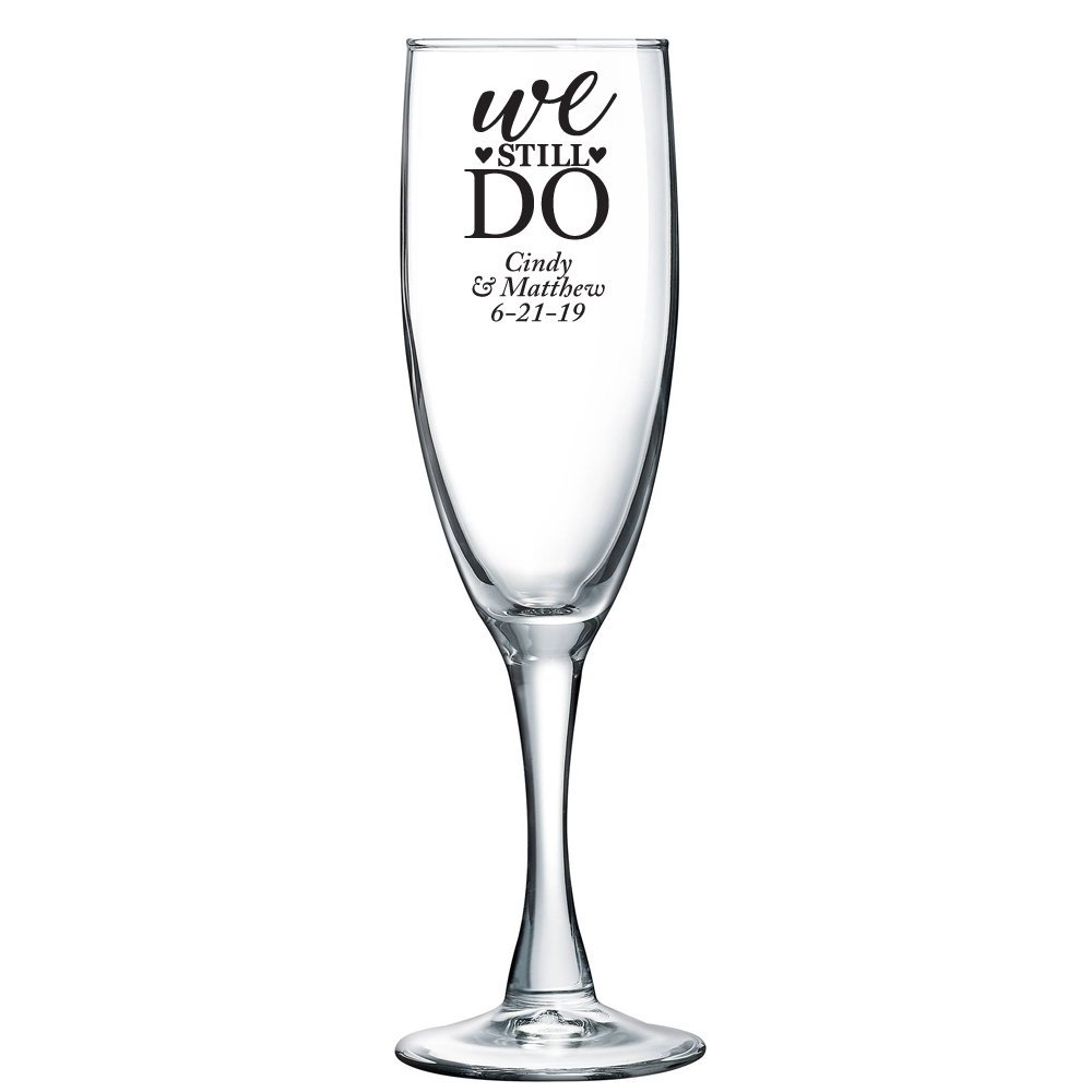 Personalized Color Printed Champagne Flute - We Still Do - Black - 24 pack