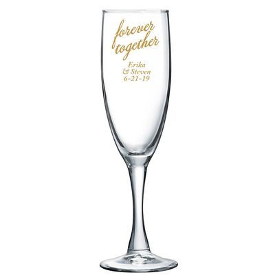 Personalized Color Printed Champagne Flute - Forever Together - Gold - 24 pack