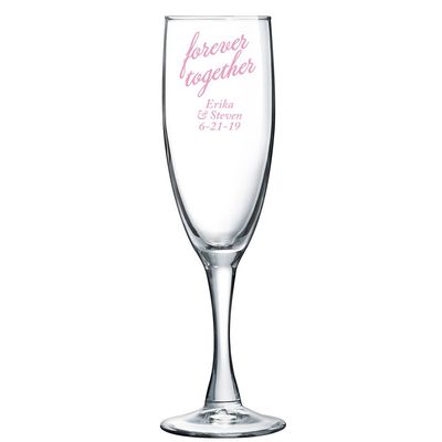 Personalized Color Printed Champagne Flute - Forever Together - Pink - 24 pack