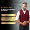 Oliver George Men's 4pc Paisley Formal Suit Vest Waistcoat Tuxedo Dress Vest Necktie Bowtie Handkerchief Set for Suit or Tuxedo Red Black Small view 3