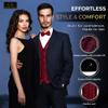 Oliver George Men's 4pc Paisley Formal Suit Vest Waistcoat Tuxedo Dress Vest Necktie Bowtie Handkerchief Set for Suit or Tuxedo Red Black Small view 4