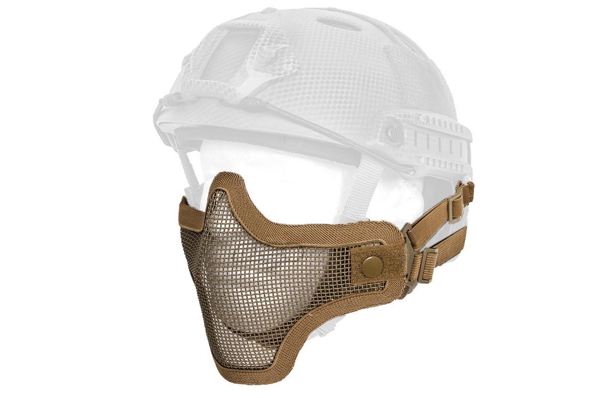 DLP Tactical Quick Release Mesh Steel Face Mask for ARC Rail Equipped Fast/ACH/MICH Combat Helmet (Tan)
