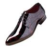 Men Fashion Dress Business Shoe Pointed Toe Floral Patent Leather Lace Up Oxford Black Brown Red Grey view 1