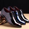 Men Fashion Dress Business Shoe Pointed Toe Floral Patent Leather Lace Up Oxford Black Brown Red Grey view 2