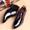 Men Fashion Dress Business Shoe Pointed Toe Floral Patent Leather Lace Up Oxford Black Brown Red Grey view 4