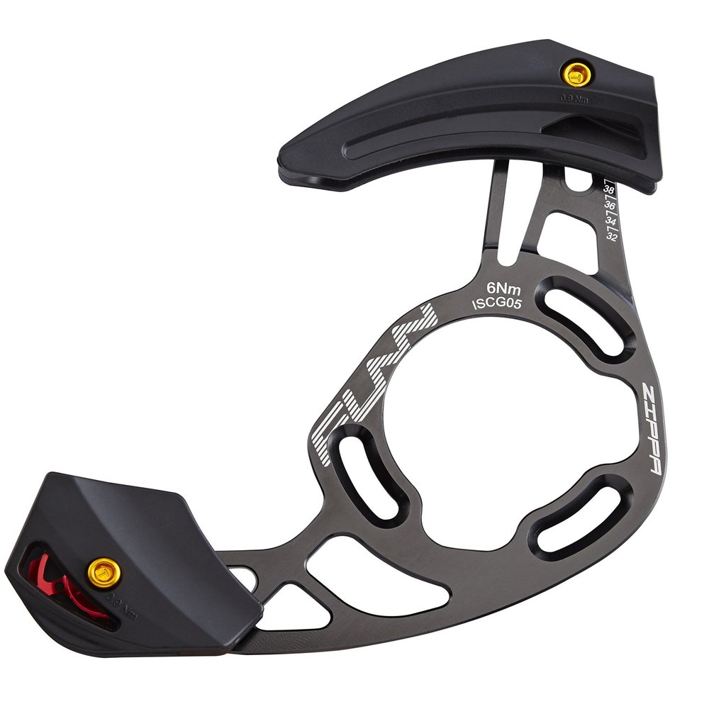 Funn Zippa AM Chain Guide, ISCG05 Interface, BSA Adapter Included, 32T-38T, Mountain Bike Chain Protector (Gray)