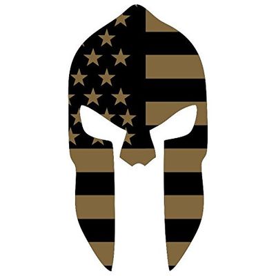 Evan Decals Magnet Coyote Style- Spartan Head Vintage USA Flag- Window Decal Vinyl Magnetic Sticker 4"