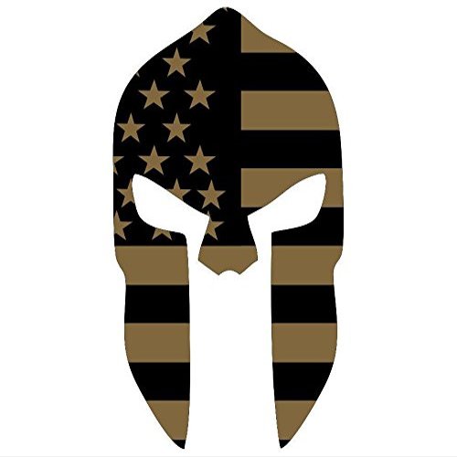 Evan Decals Magnet Coyote Style- Spartan Head Vintage USA Flag- Window Decal Vinyl Magnetic Sticker 4"