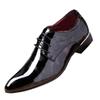 Men Fashion Dress Business Shoe Pointed Toe Floral Patent Leather Lace Up Oxford Black Brown Red Grey view 1