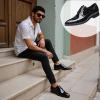 Men Fashion Dress Business Shoe Pointed Toe Floral Patent Leather Lace Up Oxford Black Brown Red Grey view 2