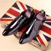 Men Fashion Dress Business Shoe Pointed Toe Floral Patent Leather Lace Up Oxford Black Brown Red Grey view 4