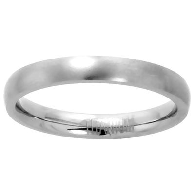Sabrina Silver Plain Titanium Ring 3mm Wedding Band for Men Brushed Finish Comfort Fit size 9
