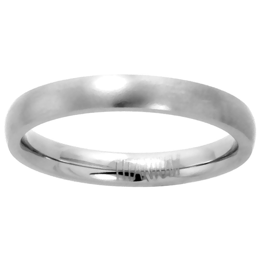 Sabrina Silver Plain Titanium Ring 3mm Wedding Band for Men Brushed Finish Comfort Fit size 9