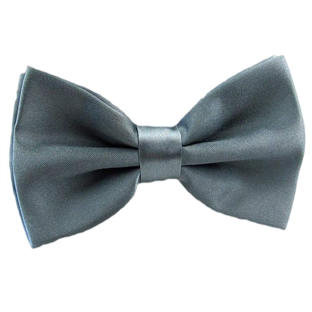 Men Bow Tie Adjustable Length Wedding Male Fashion Boys Satin Bowties one size Sliver Gray