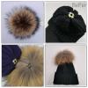 BeFur Unisex Winter Fur Ball Pom Bobble Hat Womens Knit Slouchy Beanie Cap with Raccoon Hairball Dark Gray Color view 3