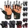 MRX Weight Lifting Pro Level Gloves with 18 Inches Long Wrist Strap Gym Workout Exercise & Fitness Black Brown (Small) view 1
