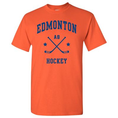 UGP Campus Apparel Edmonton Classic Hockey Arch Basic Cotton T-Shirt, 3XL - Orange