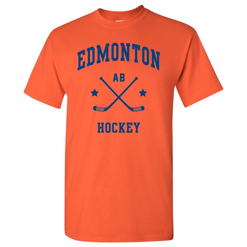 UGP Campus Apparel Edmonton Classic Hockey Arch Basic Cotton T-Shirt, 3XL - Orange