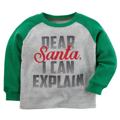 Carter's Baby Boys Long Sleeve Dear Santa Tee (3 Months, Gray)