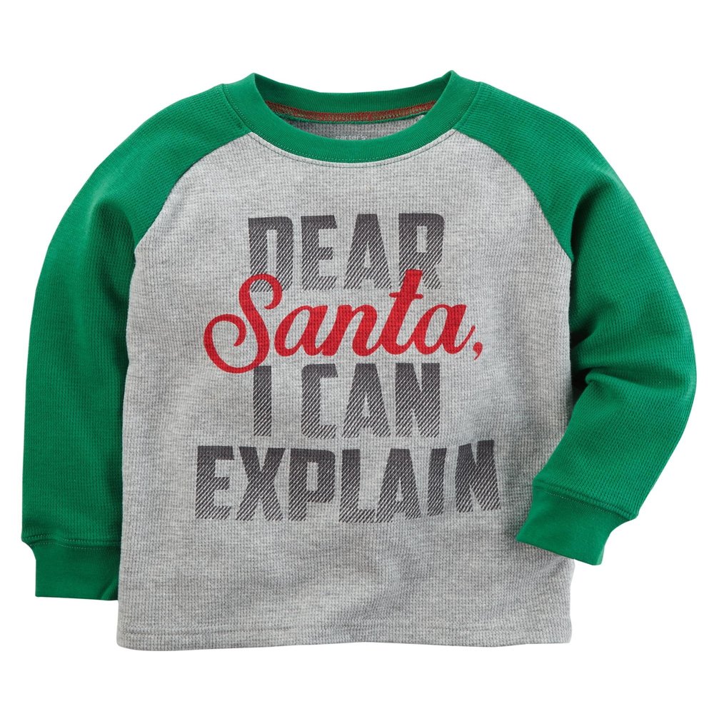 Carter's Baby Boys Long Sleeve Dear Santa Tee (3 Months, Gray)