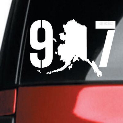 907 Alaska Silhouette 8" Decal/Sticker -Weatherproof- for virtually Any Smooth Surface - for Bush Planes Snow mobiles Cars etc