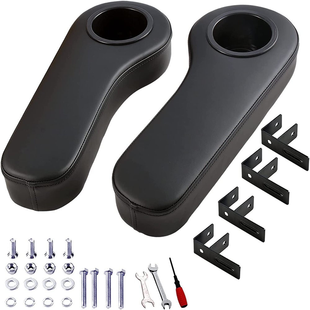 Arm Rest Universal for Golf Carts - NO Drilling Required (Black)