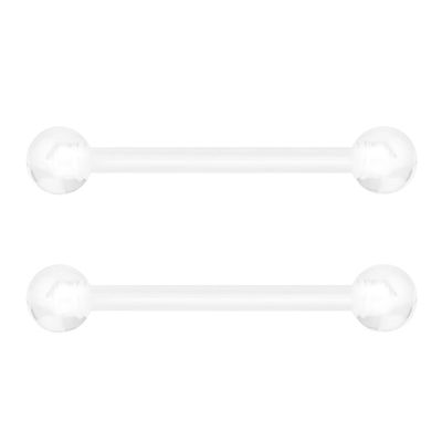 Forbidden Body Jewelry Clear Piercings, Clear Piercings for Work, 16G 12mm Hospital Grade PTFE Flexible Piercing Retainers for Pregnancy, MRI, Surgery & More (3mm Acrylic Balls), Sold as Pair