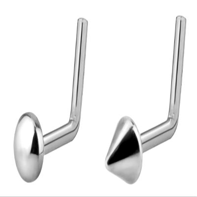 Forbidden Body Jewelry 2-Pack: 20g Titanium Dome & Spike Top L-Shape Nose Stud