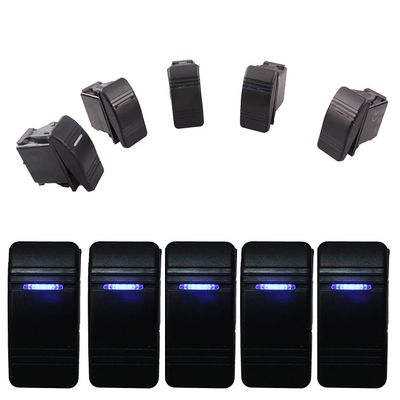 Heart Horse Waterproo LED On/Off Boat Marine SPST 3P Rocker Switch with Light 12v 20 Amp (Blue,5 Pcs)