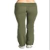 Hollywood Star Fashion Women's Solid Foldover Solid Bootleg Flare Yoga Pants (Small, Olive) view 2