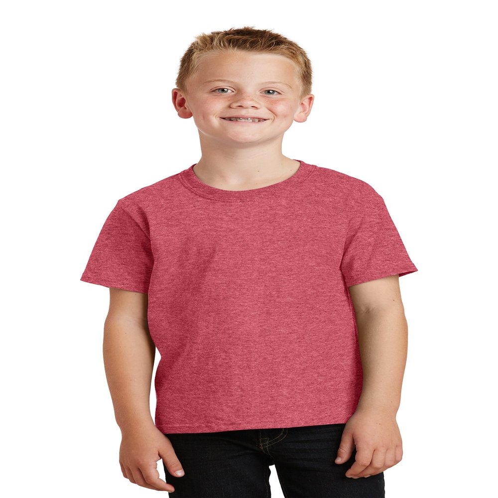 Port & Company Youth Core Solid Short Sleeve Cotton Tee, M, Heather Red