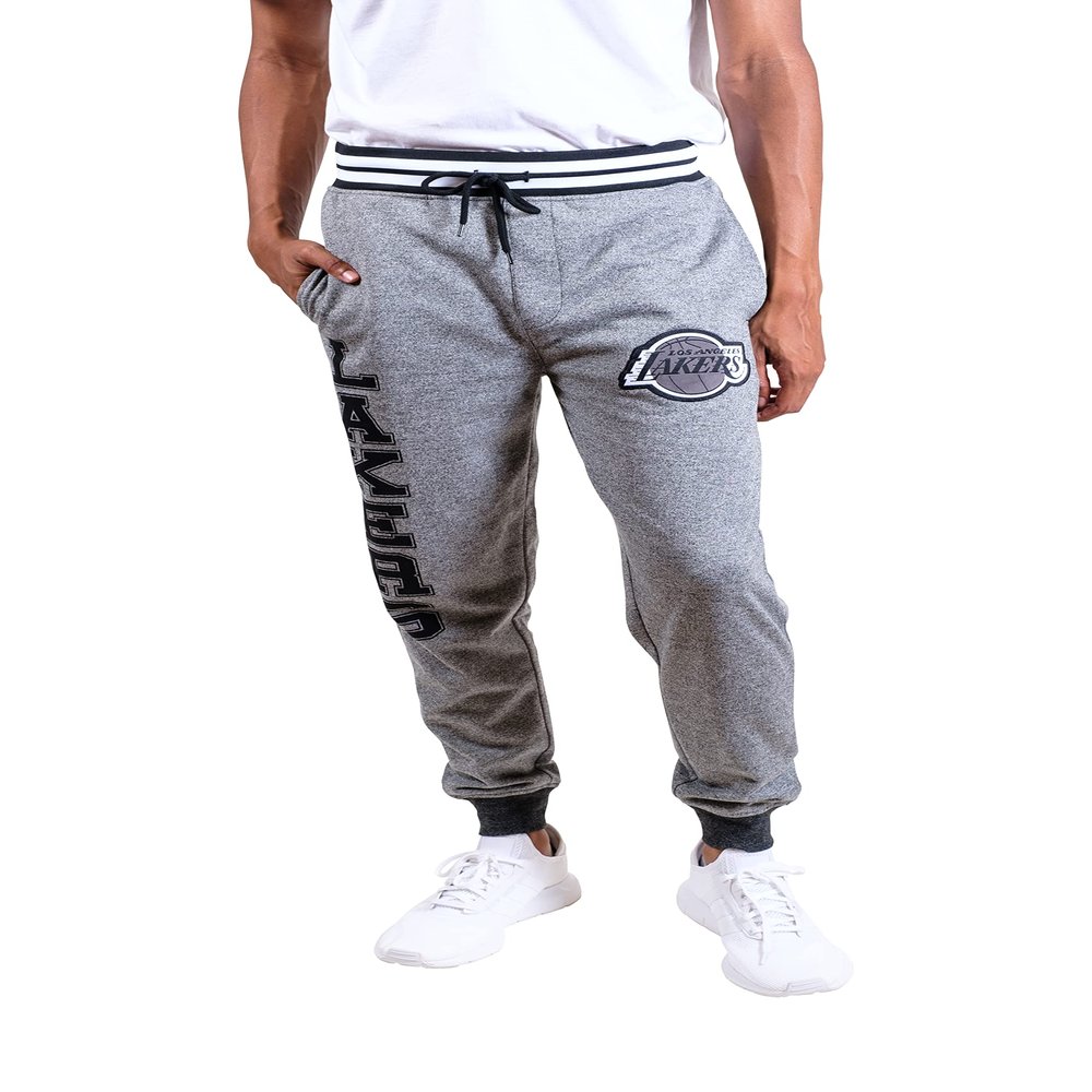 Ultra Game NBA Official Mens Super Soft Game Day Jogger Sweatpants - Unisex, Los Angeles Lakers, Black Marl, XX-Large