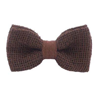 Bow Tie House Rustic Pre-Tied Bow Tie in 100% Burlap Hessian (Medium, Brown)