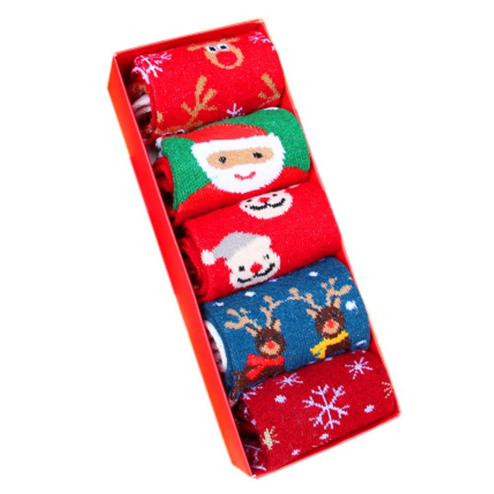5 Pairs Colorful Socks Keep Warm Holiday Socks Women Hosiery Christmas/Wedding Gifts, S-01