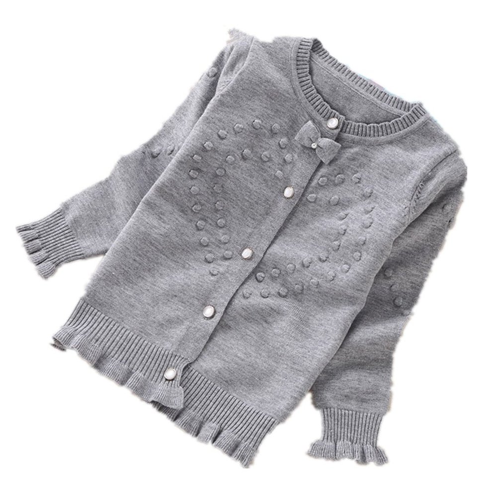Nine Minow Children Sweaters Girls' Cotton Cardigans Sweaters 4-16 Years (13-14 Years, Grey)
