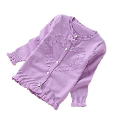 Children Sweaters Girls' Cotton Cardigans Sweaters 4-16 Years (13-14 Years, Purple)