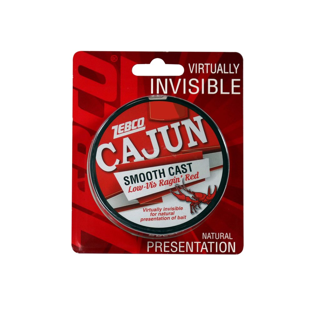 Zebco Cajun Smooth Cast Monofilament Fishing Line, Low-Vis Ragin Red Filler Spool, 330-Yards, 12-Pound, Virtually Invisible, Natural Presentation
