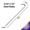 Moose Supply Steel Tent Stakes Heavy Duty Ground Stake, Metal Stakes to Anchor Commercial Inflatables, Outdoor Camping Canopy, Fence, Garden Tent Accessories, 5/6" Diameter x 10" Length, 100 Pack view 2