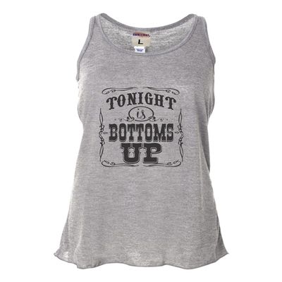 Go All Out XX-Large Heather Grey Womens Tonight is Bottoms Up Country Flowy Racerback Tank Top T-Shirt
