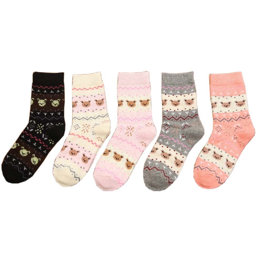 thefancypumpkin 5 Pairs Fashion Winter Warm Socks Christmas Socks Gift for Women/Girls/Schoolgirl, S-05