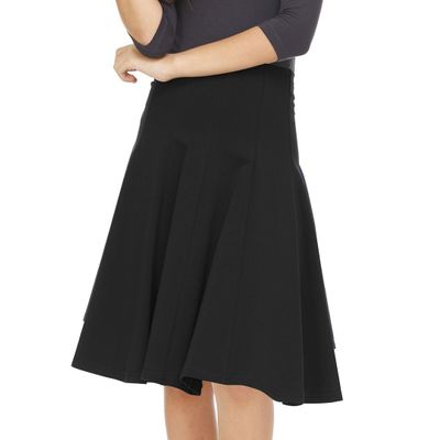 BGDK Girls' School Uniform Pleated Pull-on Knee Length Panel Skirt, Knit Waistband Black 7