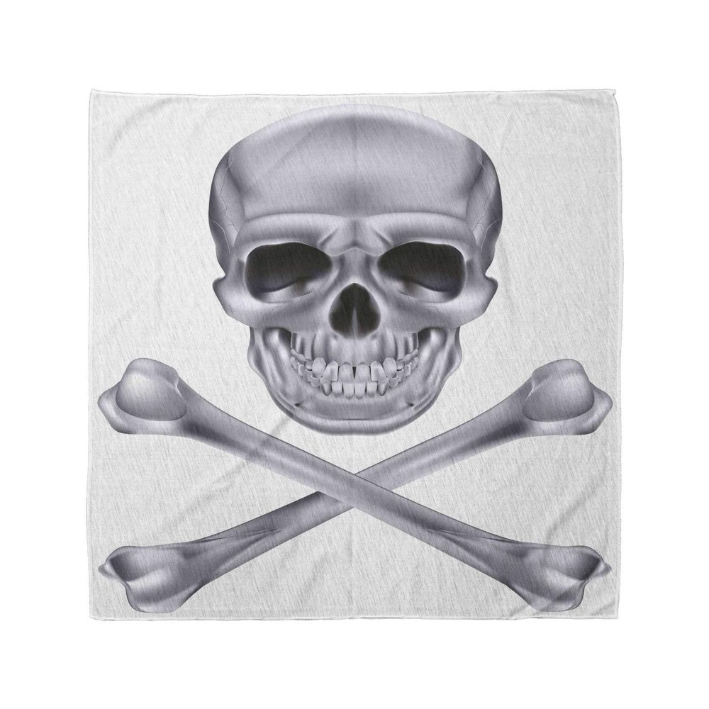 Ambesonne Unisex Bandana, Grey Vivid Skull Crossbones, Dimgray