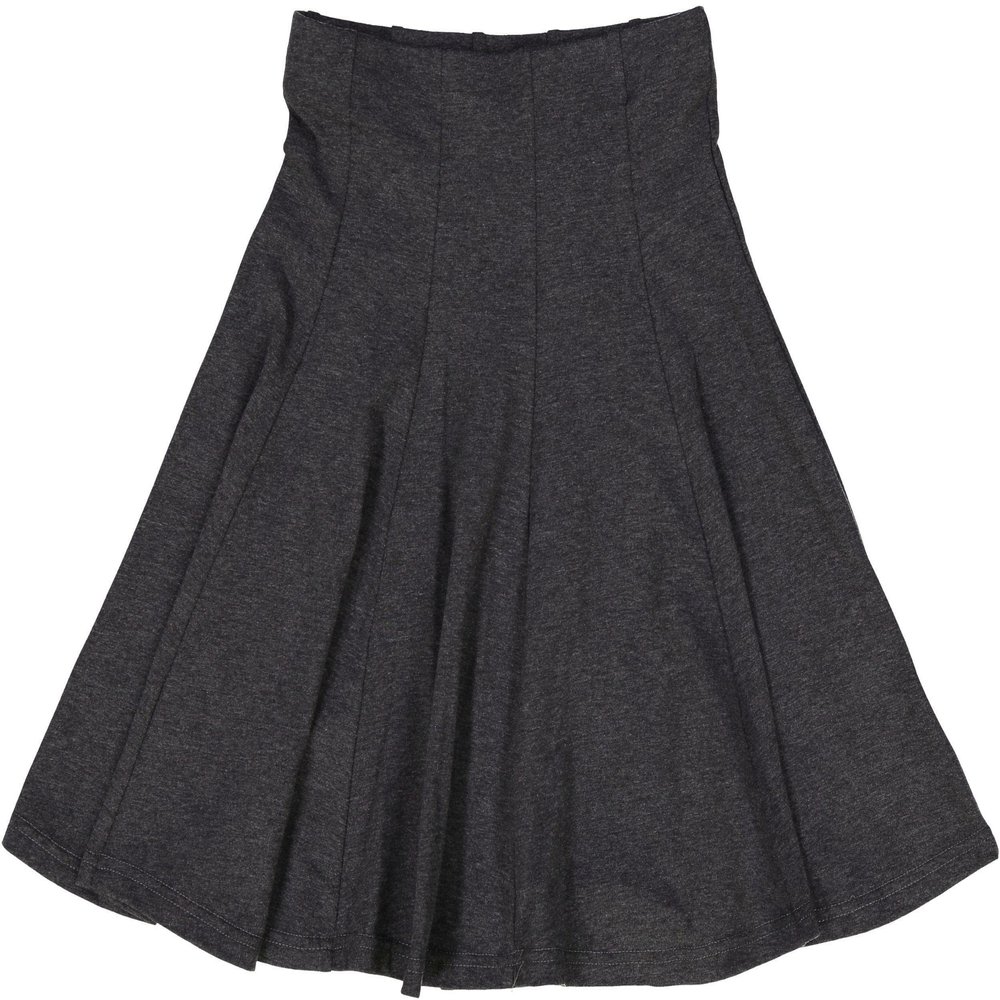 BGDK Girls' School Uniform Pleated Pull-on Knee Length Panel Skirt, Knit Waistband Dark Heather 6