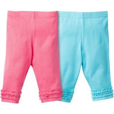Gerber Newborn Baby Girl Modern Fit Pant Leggings, 2-Pack Pink/Blue