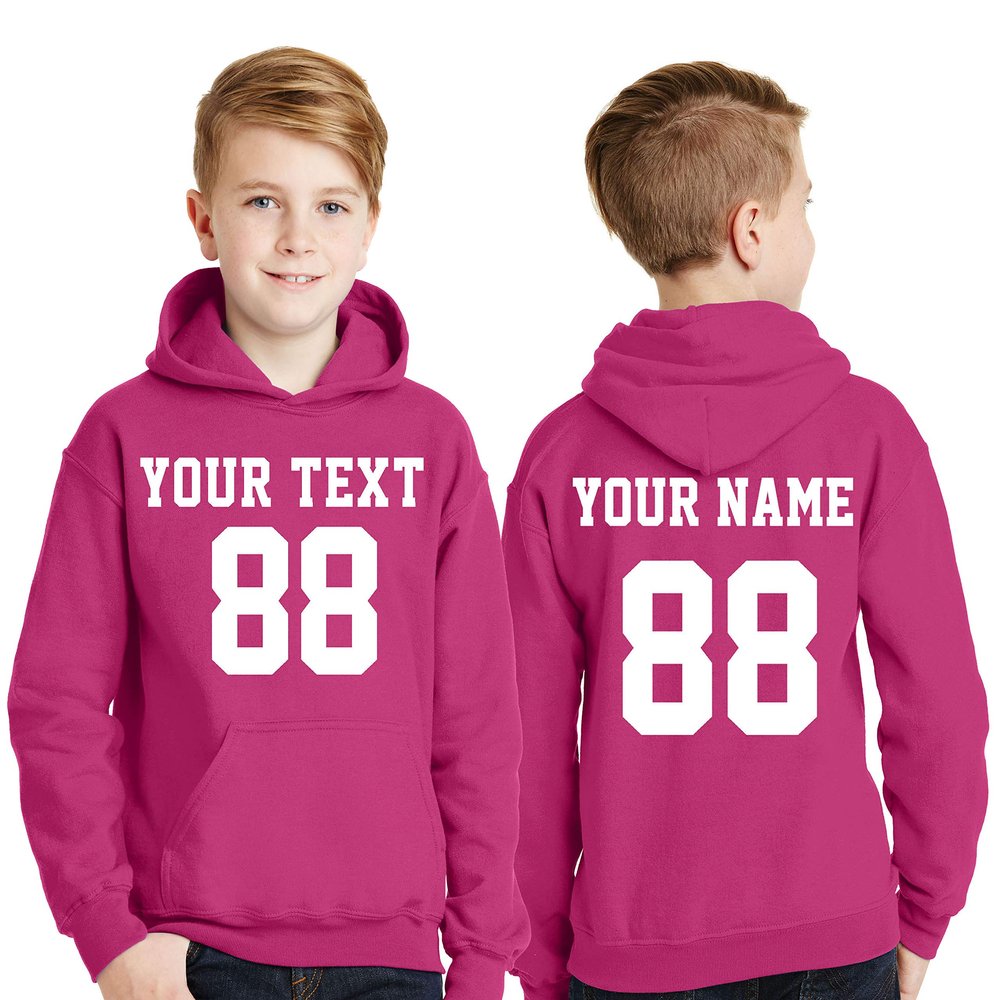 Custom Hoodies for Youth - Design Your OWN 2 Sided Jersey - Pullover Hooded Team Sweaters Heliconia