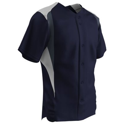 Champro Boys' Bull Pen Full Button Baseball Jersey, Navy,White,Graphite, Youth X-Large