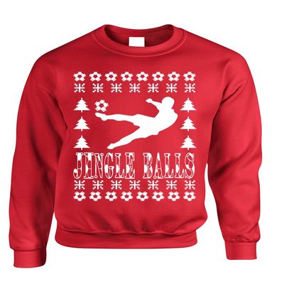 ALLNTRENDS Adult Sweatshirt Jingle Balls Soccer Ugly Xmas Sport Fans Present (2XL, Red)