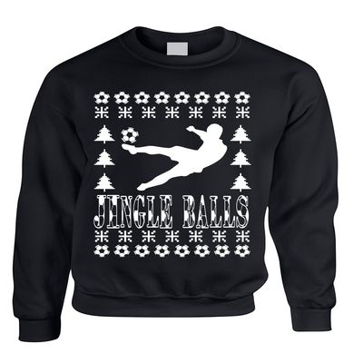 ALLNTRENDS Adult Sweatshirt Jingle Balls Soccer Ugly Xmas Sport Fans Present (2XL, Black)