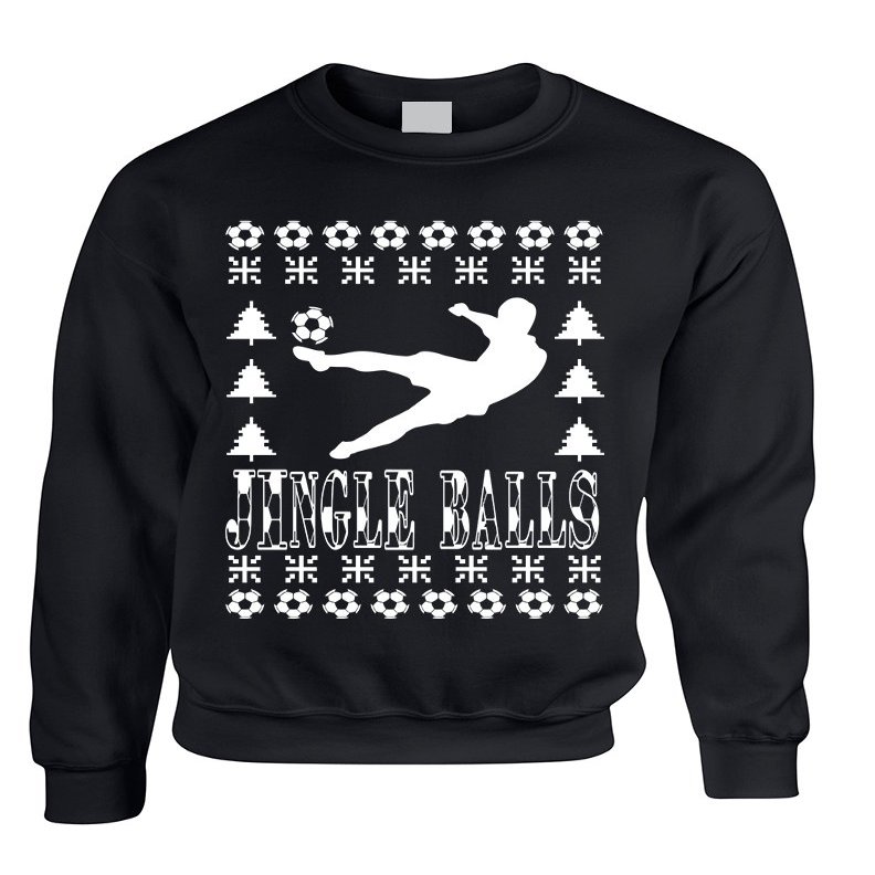 ALLNTRENDS Adult Sweatshirt Jingle Balls Soccer Ugly Xmas Sport Fans Present (2XL, Black)